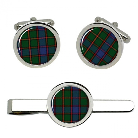 Skene Scottish Tartan Cufflinks and Tie Clip Set