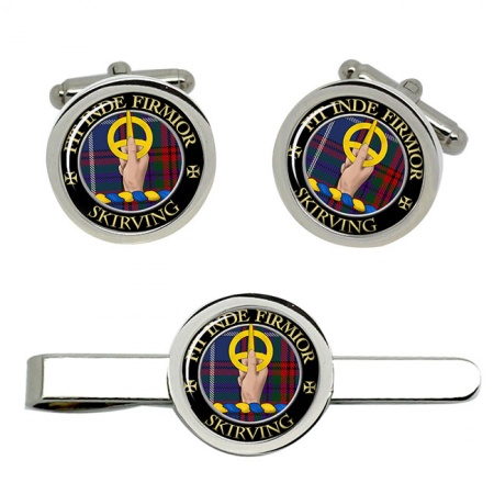 Skirving Scottish Clan Crest Cufflink and Tie Clip Set