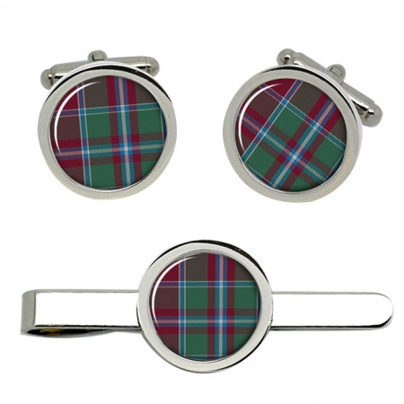 Spence Scottish Tartan Cufflinks and Tie Clip Set