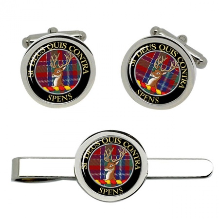 Spens Scottish Clan Crest Cufflink and Tie Clip Set