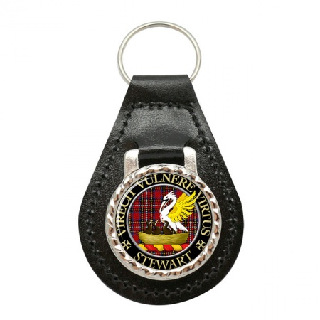 Stewart Scottish Clan Crest Leather Key Fob