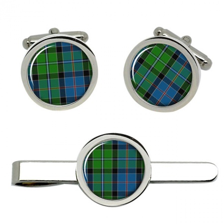 Stirling Scottish Tartan Cufflinks and Tie Clip Set