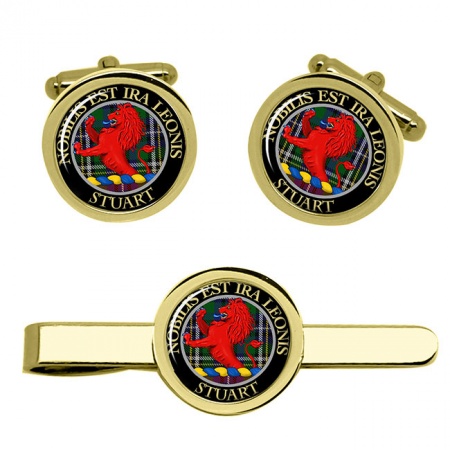 Stuart Scottish Clan Crest Cufflink and Tie Clip Set