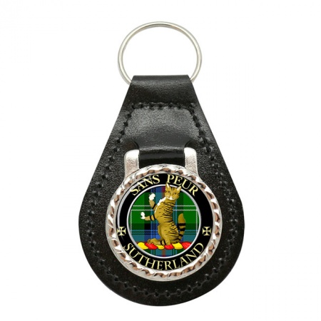 Sutherland Scottish Clan Crest Leather Key Fob