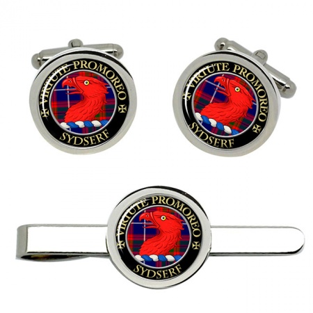 Sydserf Scottish Clan Crest Cufflink and Tie Clip Set