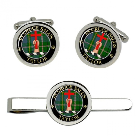 Taylor Scottish Clan Crest Cufflink and Tie Clip Set