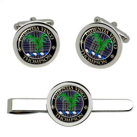 Thompson Scottish Clan Crest Cufflink and Tie Clip Set
