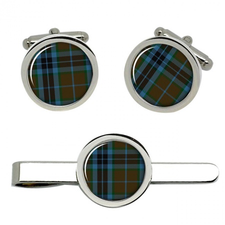 Thompson Scottish Tartan Cufflinks and Tie Clip Set