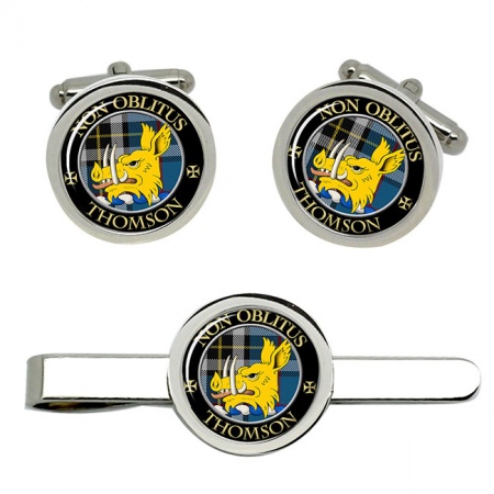 Thomson (Mactavish) Scottish Clan Crest Cufflink and Tie Clip Set