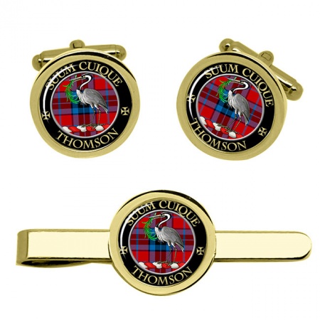 Thomson Scottish Clan Crest Cufflink and Tie Clip Set
