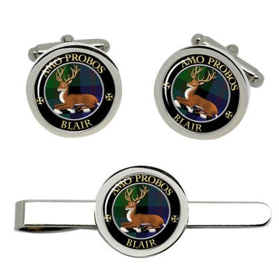 Blair Scottish Clan Crest Cufflink and Tie Clip Set