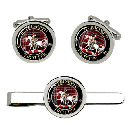 Trotter Scottish Clan Crest Cufflink and Tie Clip Set