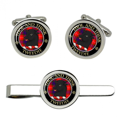 Tweedie Scottish Clan Crest Cufflink and Tie Clip Set