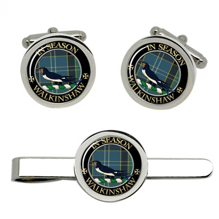 Walkinshaw Scottish Clan Crest Cufflink and Tie Clip Set