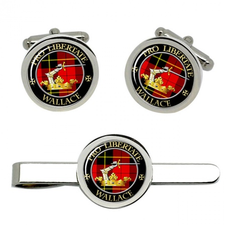 Wallace Scottish Clan Crest Cufflink and Tie Clip Set