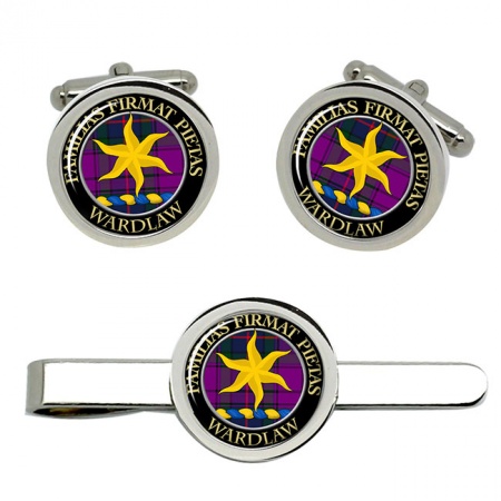 Wardlaw Scottish Clan Crest Cufflink and Tie Clip Set