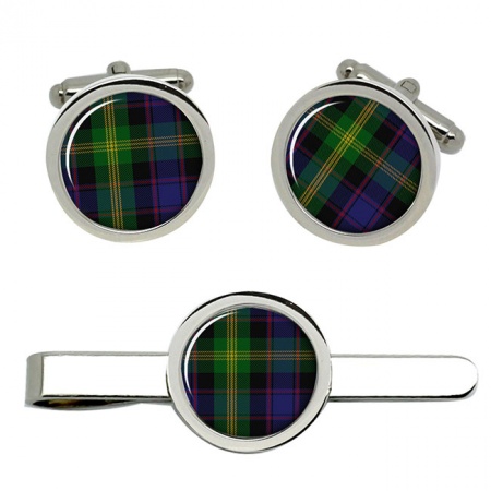 Watson Scottish Tartan Cufflinks and Tie Clip Set