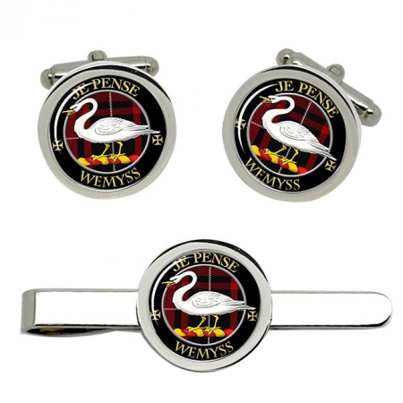 Wemyss Scottish Clan Crest Cufflink and Tie Clip Set