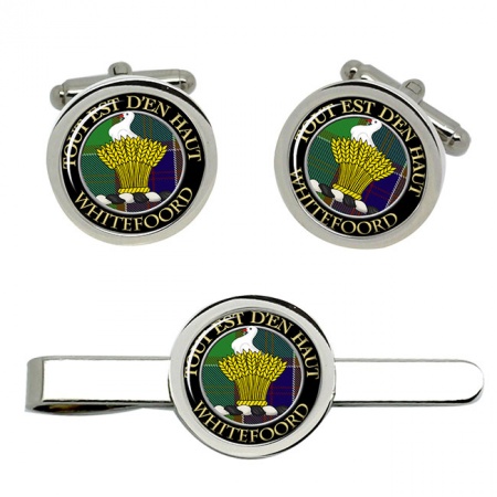 Whitefoord Scottish Clan Crest Cufflink and Tie Clip Set