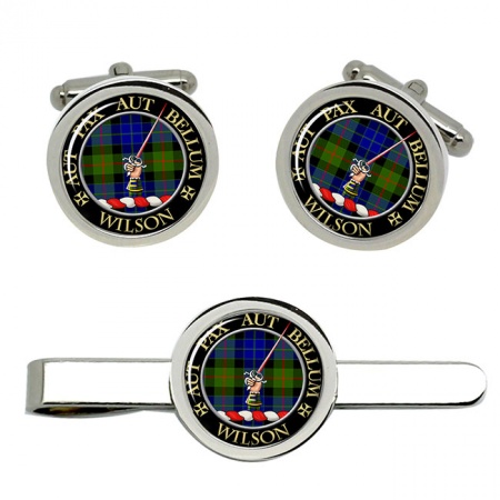 Wilson Gunn Scottish Clan Crest Cufflink and Tie Clip Set