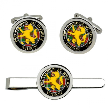 Wilson Scottish Clan Crest Cufflink and Tie Clip Set