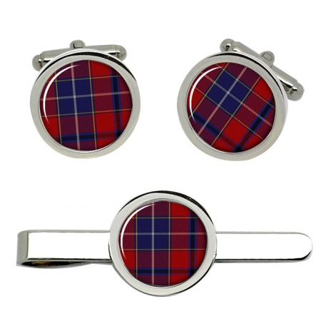 Wishart Scottish Tartan Cufflinks and Tie Clip Set